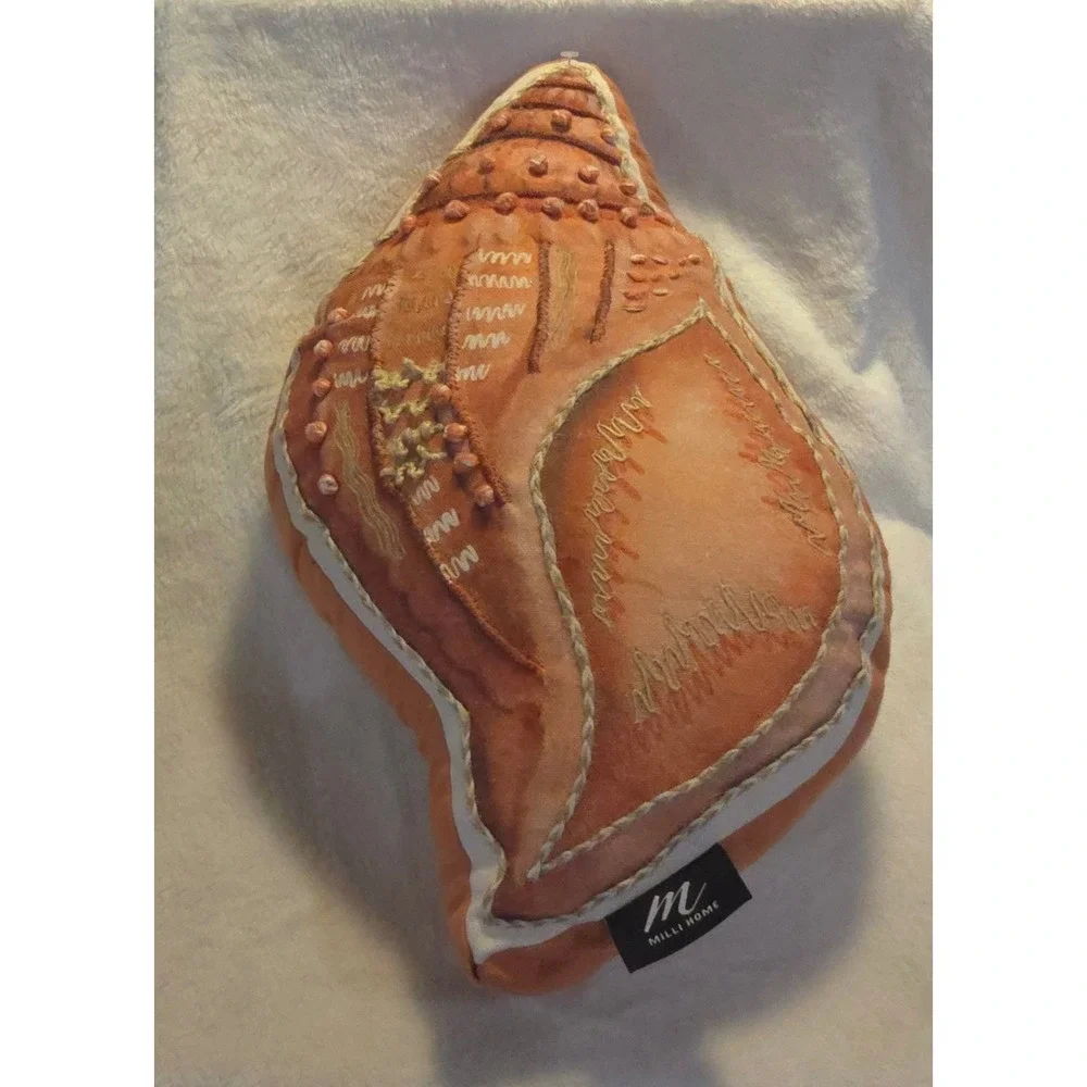 Milli Home Conch Seashell Decorative Throw Pillow Peach Coastal Accent